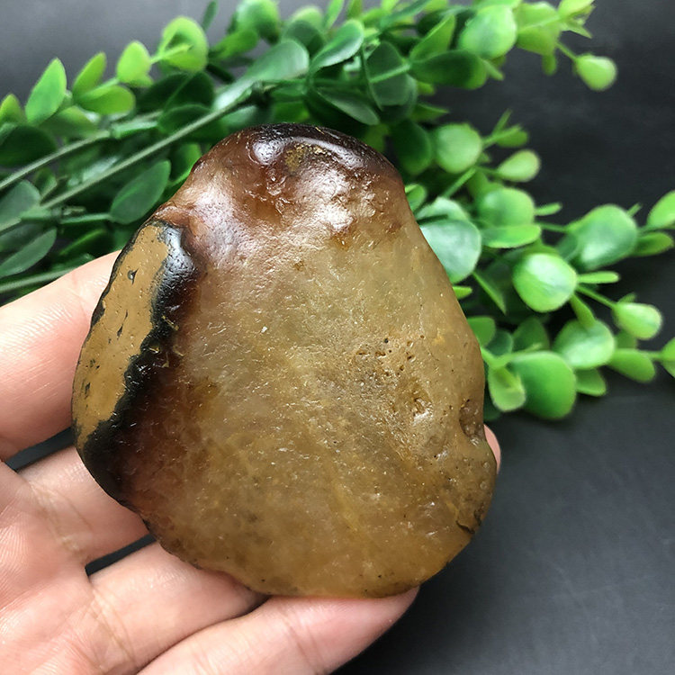 马达加斯加花纹籽料天然冰彩玛瑙马料原石石头手把件收藏奇石2356