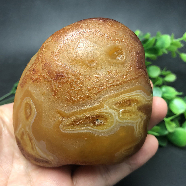 马达加斯加花纹籽料天然冰彩玛瑙马料原石石头手把件收藏奇石2385