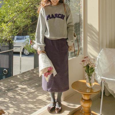 韩国东大门半身裙紫色加厚包臀裙