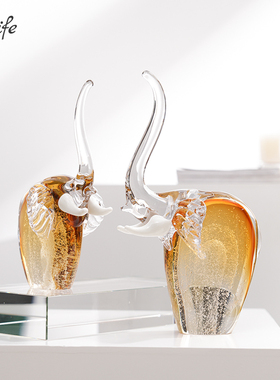 吉祥琉璃象摆件酒柜客厅玄关高档艺术轻奢高升大象装饰品乔迁新居