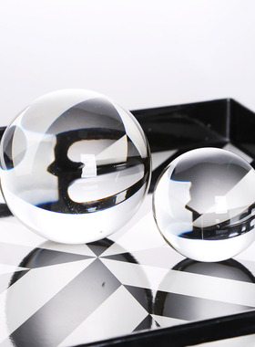 轻奢透明白琉璃球摆件圆球艺术珠