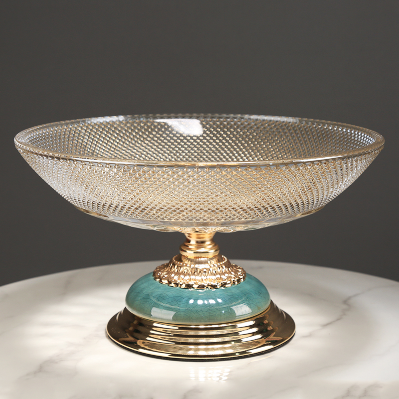 轻奢陶瓷玻璃果盘糖果收纳装饰品