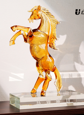 轻奢手工琉璃艺术马摆件