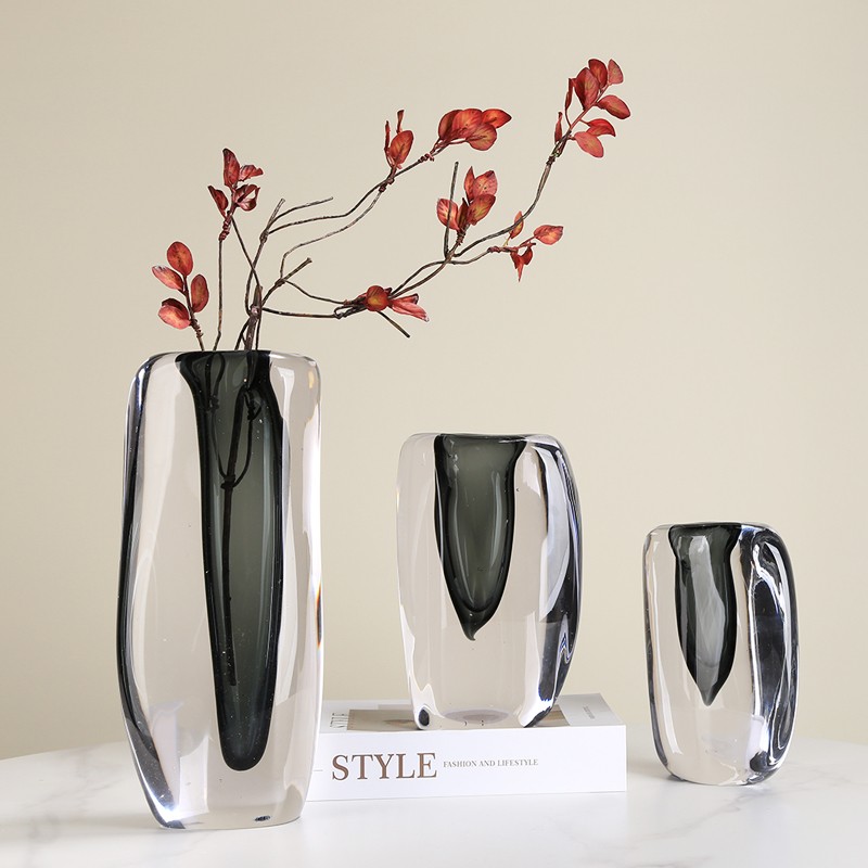 现代轻奢超厚琉璃样板间花瓶摆件