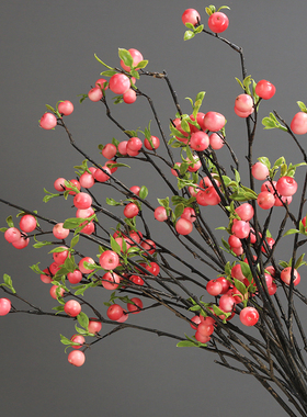小苹果客厅花瓶插花果实仿真花枝