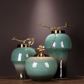 新中式 新房送礼 复古禅意花摆件家居家饰陶瓷罐储物罐玄关客厅软装