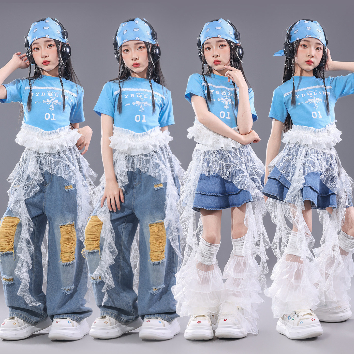 爵士舞服装女童潮酷时髦儿童T台走秀潮服少儿爵士演出服jazz套装