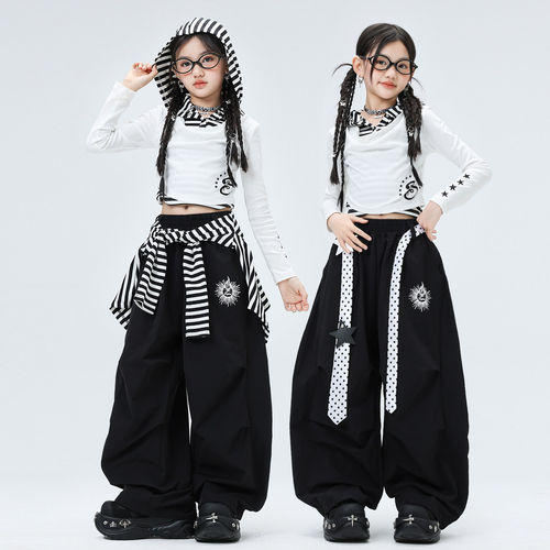 少儿爵士舞演出服儿童jazz练功服时髦女童跳舞上衣潮酷儿童表演服