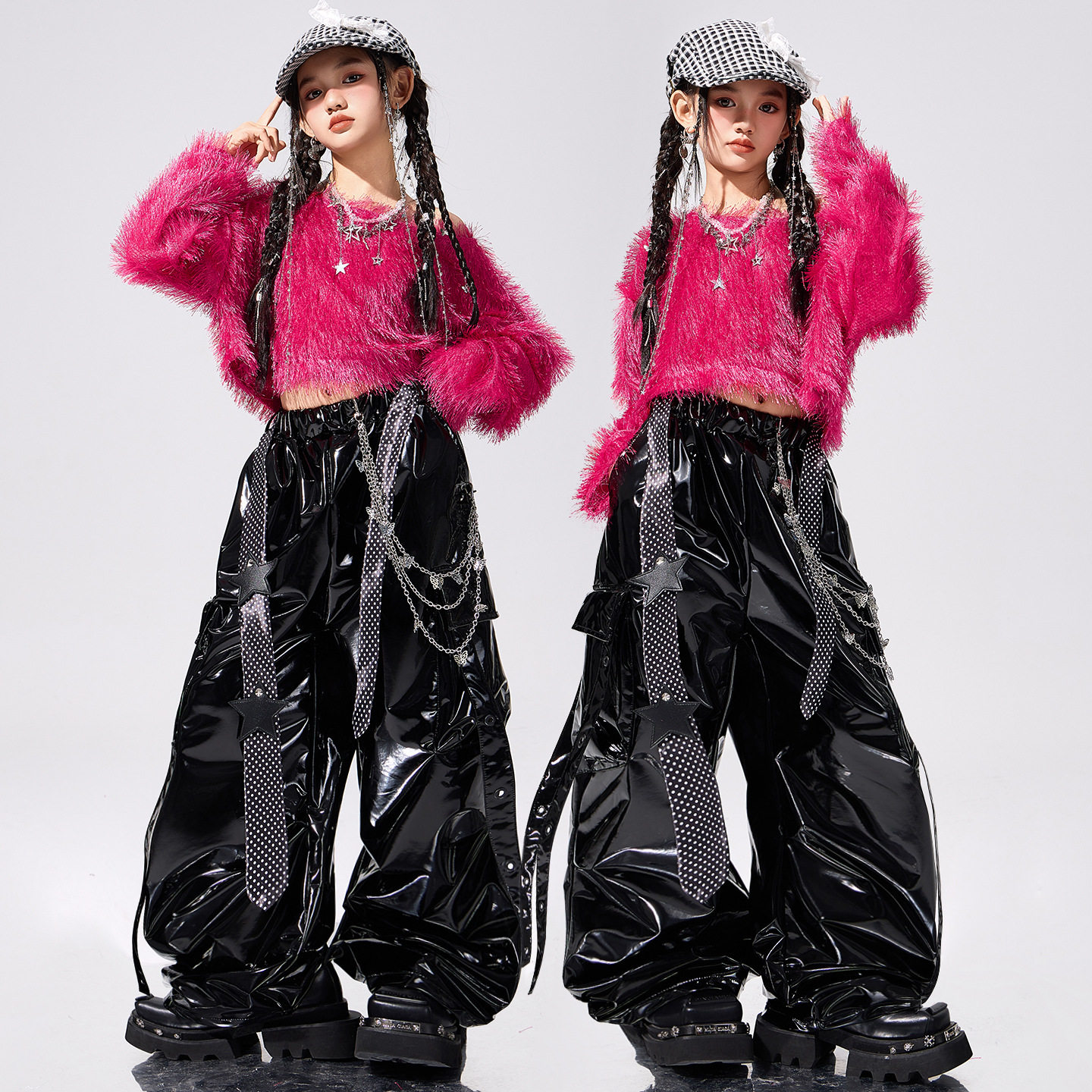 爵士舞女童服装潮酷时髦少儿jazz街舞演出服女孩元旦酷辣秋冬套装