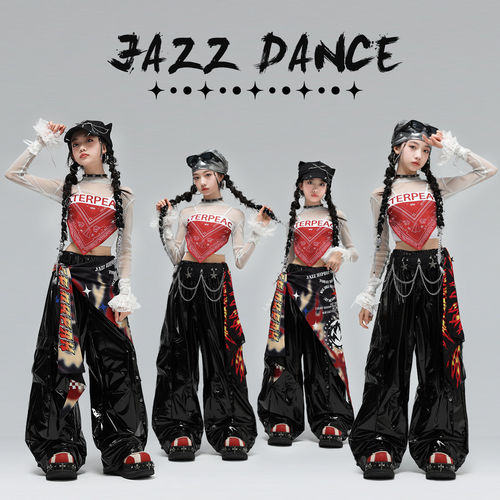 爵士舞女童服装潮酷儿童露脐上衣嘻哈少儿jazz街舞走秀演出服时髦