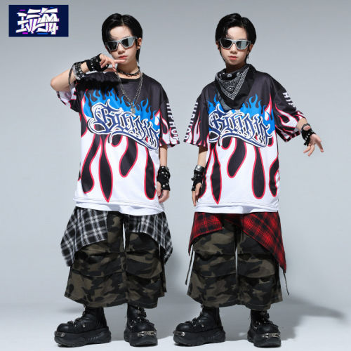 街舞儿童潮服男女童hiphop架子鼓套装少儿嘻哈表演炸街演出服时髦