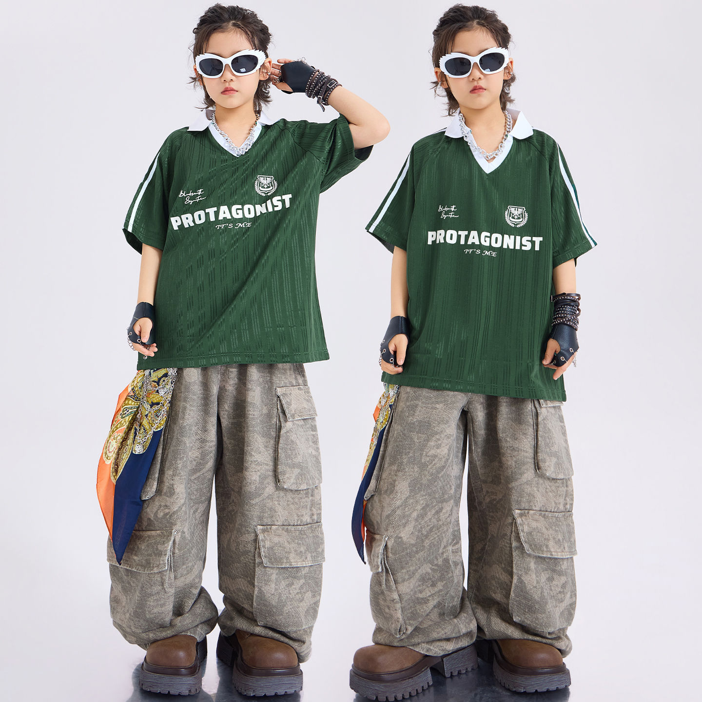 儿童嘻哈街舞服少儿hiphop架子鼓演出服六一男童潮酷炸街舞蹈套装