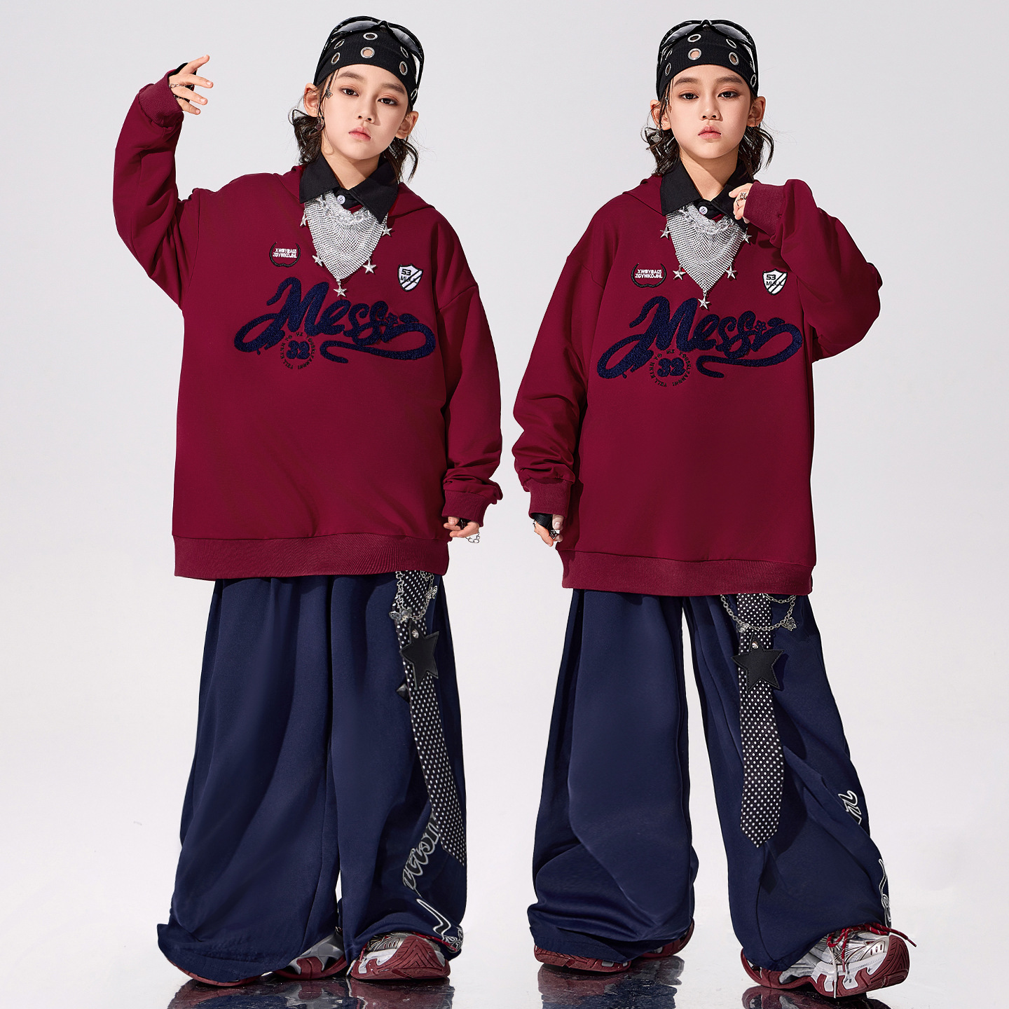 儿童街舞潮服男童嘻哈hiphop演出服少儿潮酷炸街痞帅架子鼓表演服