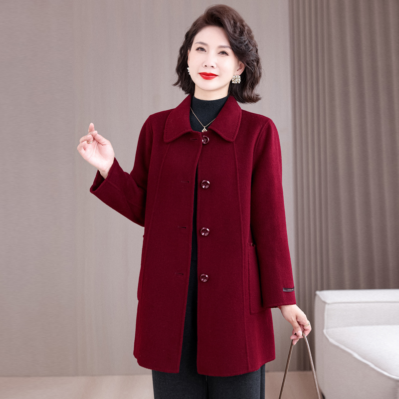 中老年毛呢大衣洋气时尚妈妈装中长款外套大码2025新款老人衣服女