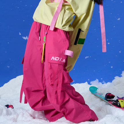 NO1NW双飘带滑雪裤防水男女单双板潮流时尚加绒多巴胺百搭宽松