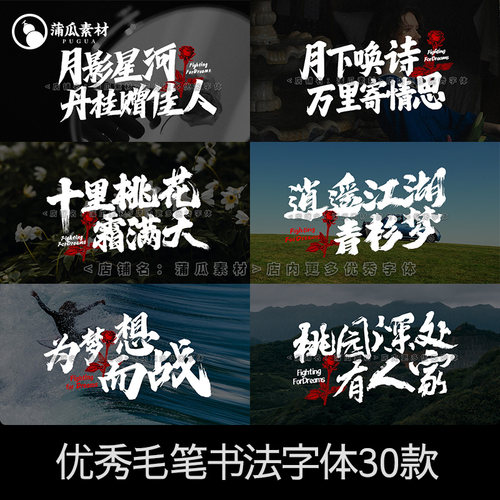 ps毛笔字体包下载procreate古风水墨笔触国潮手写书法字库fcp剪映