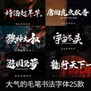 毛笔书法字体大气古风中文字体库fcpx pr procreate ps字体包下载