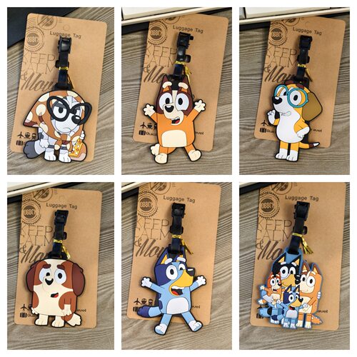 卡通可爱创意布鲁伊bluey宾果玛芬小狗行李牌箱包旅行托运挂饰PVC