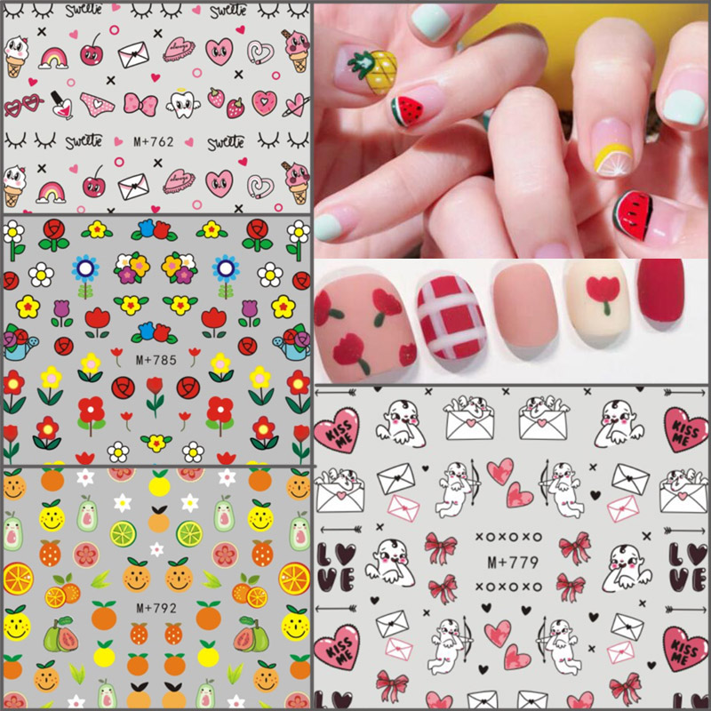 水印美甲贴花指甲油贴纸夏季水果青蛙美人鱼王子卡通儿童指甲贴