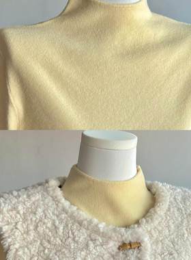 高级感黄色立领毛衣打底针织衫女秋冬修身显瘦半高领内搭毛衣上衣