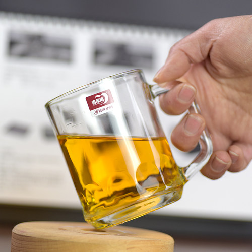 青苹果钙钠玻璃加厚带把玻璃杯