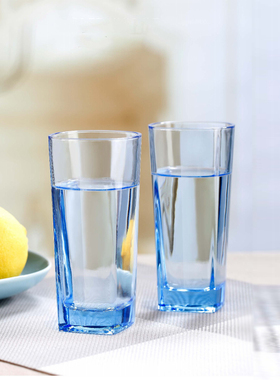 青苹果紫色蓝色家用玻璃水杯八角杯四方杯威士忌酒杯6只套装欧式