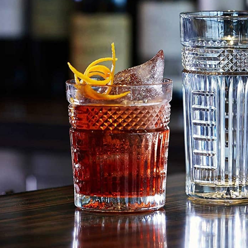 进口无铅刻花威士忌果汁牛奶欧式摆设特色冷饮家用洋酒吧玻璃杯