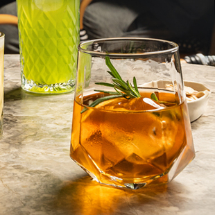 特色个性创新无铅玻璃杯家用水杯拿铁果汁酒吧威士忌棱角进口酒杯