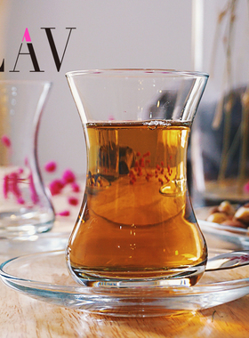 土耳其红茶玻璃杯LAV 咖啡杯锡兰袋泡茶具进口热饮杯配碟子水杯