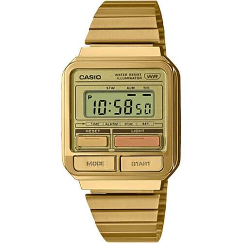 CASIO卡西欧复古A120WEG 9A中性数字手表33mm金色表带