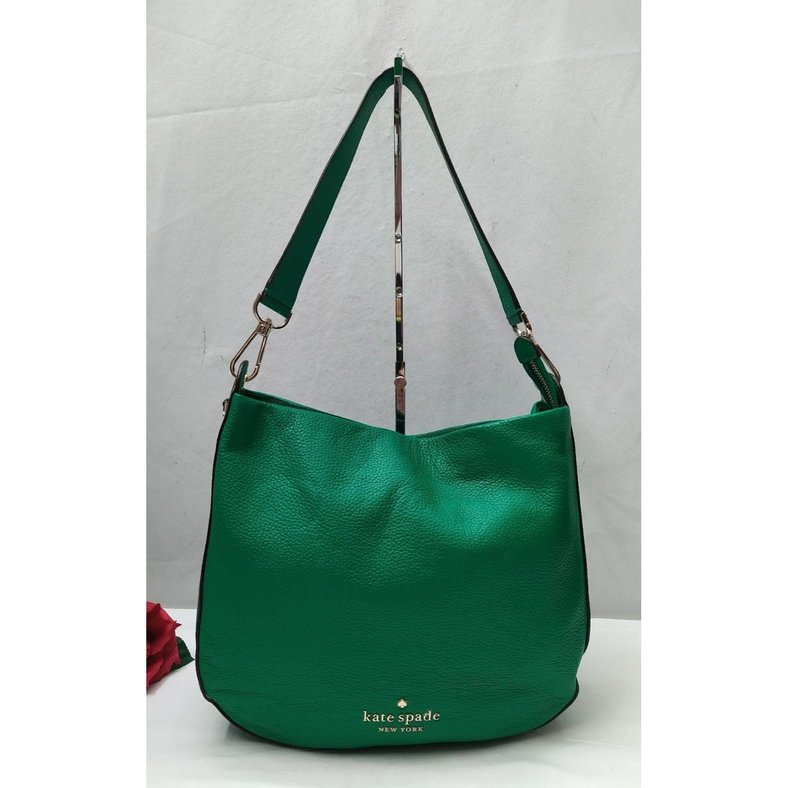 kate spade New York绿色荔枝皮Zipper Closure流浪包单肩包