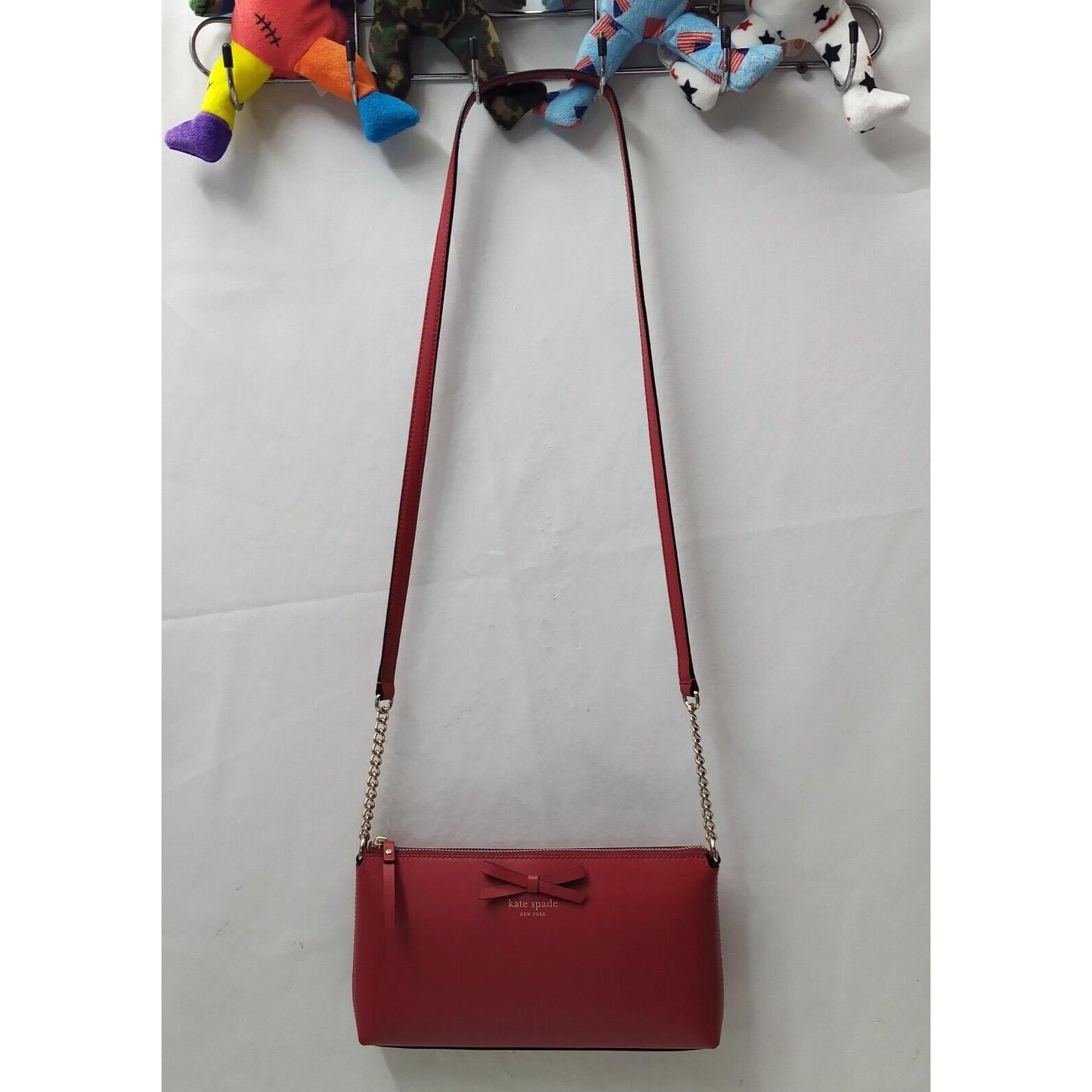kate spade New York红色真皮链表带Zipper Closure斜挎包