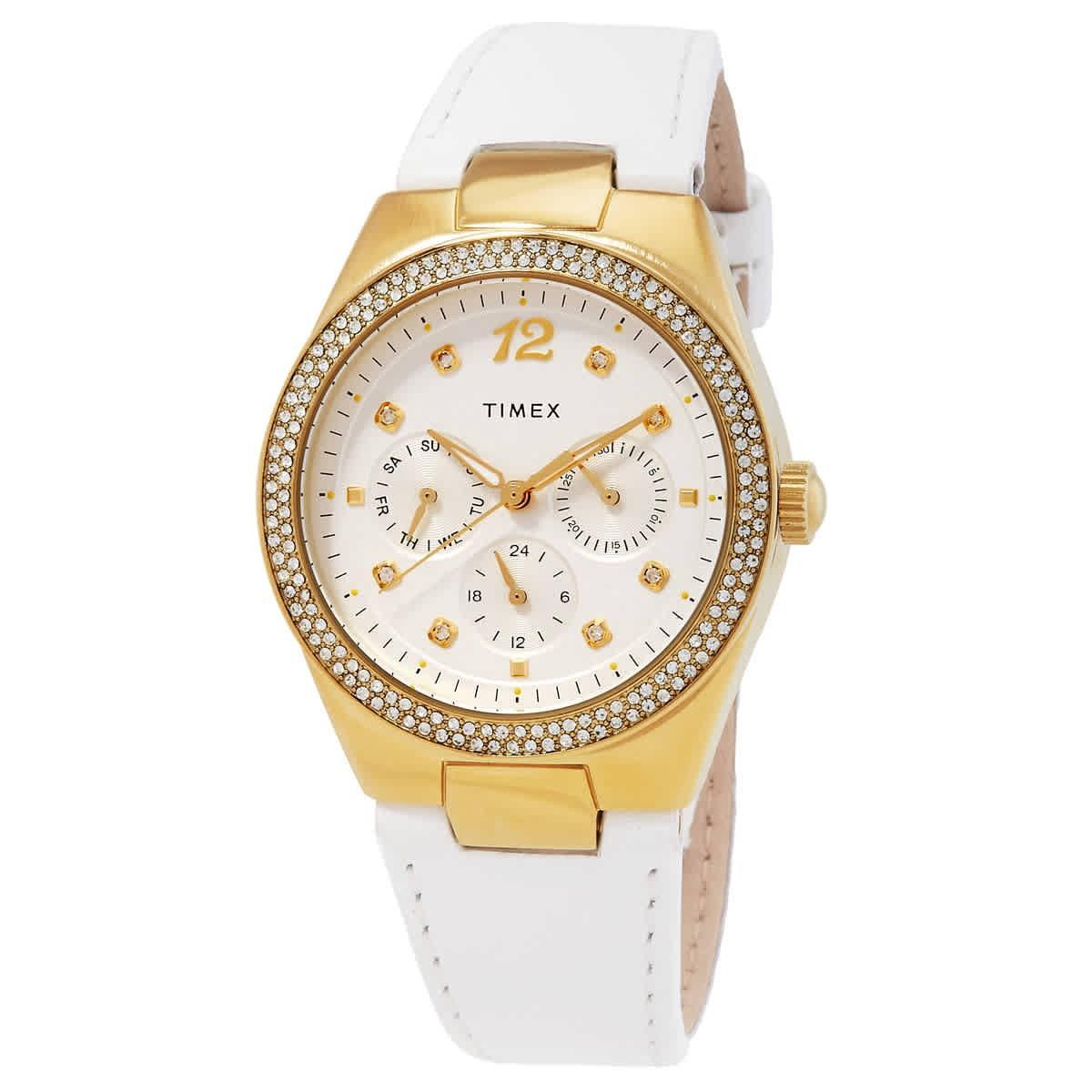 天美时Timex TW2V80500VQ女手表Simone多功能石英水晶白色