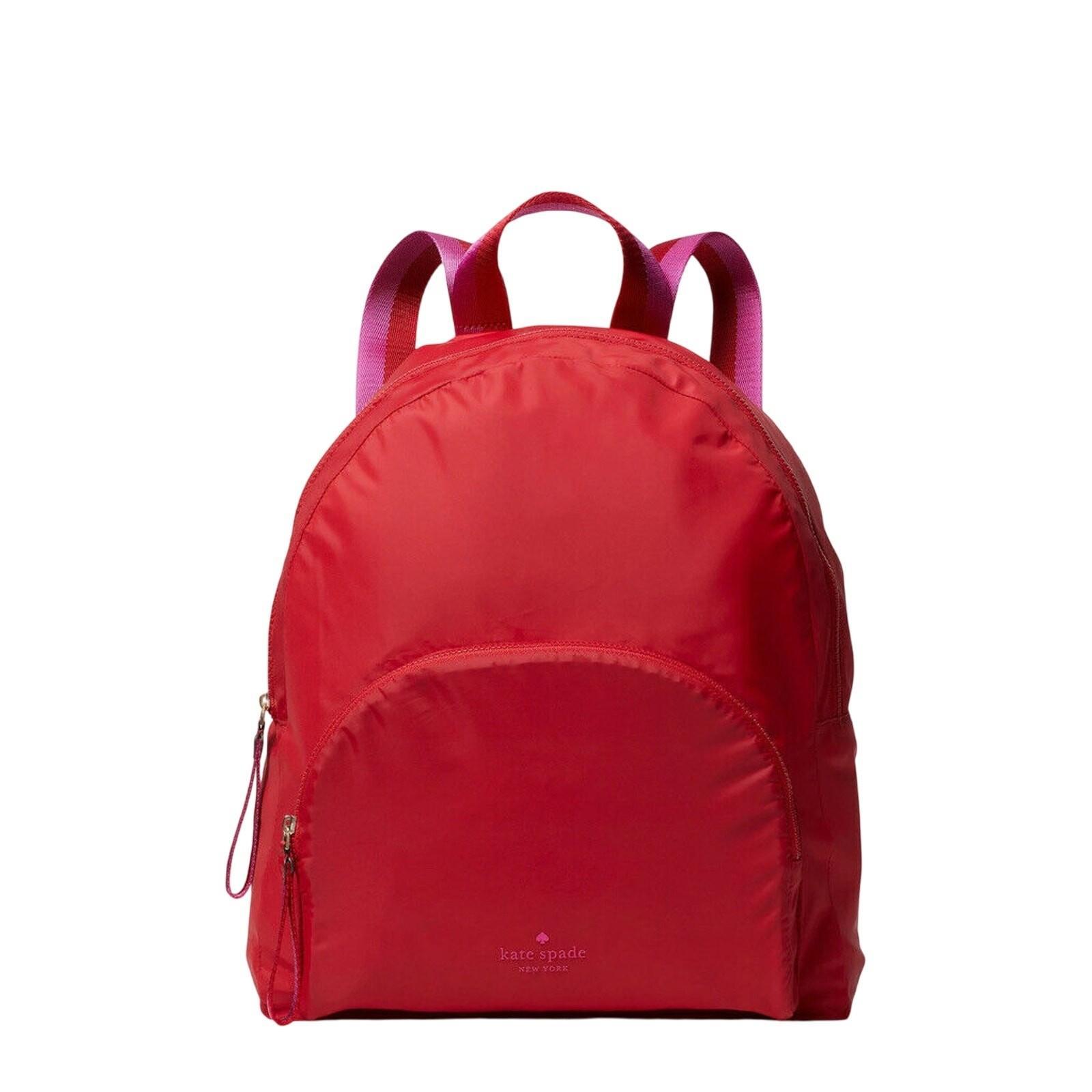 Kate Spade Arya中号尼龙Packable背包in Favorite红色