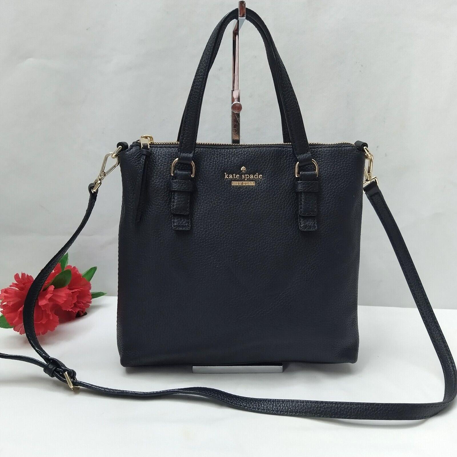 kate spade New York黑色荔枝皮Zipper Closure斜挎包单肩包