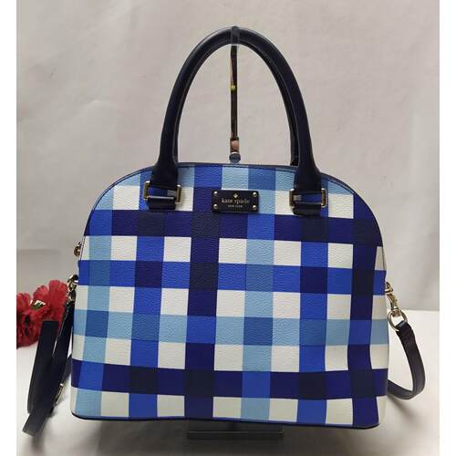 kate spade new york通用款女包小袋蓝色Pacific Gingham印花