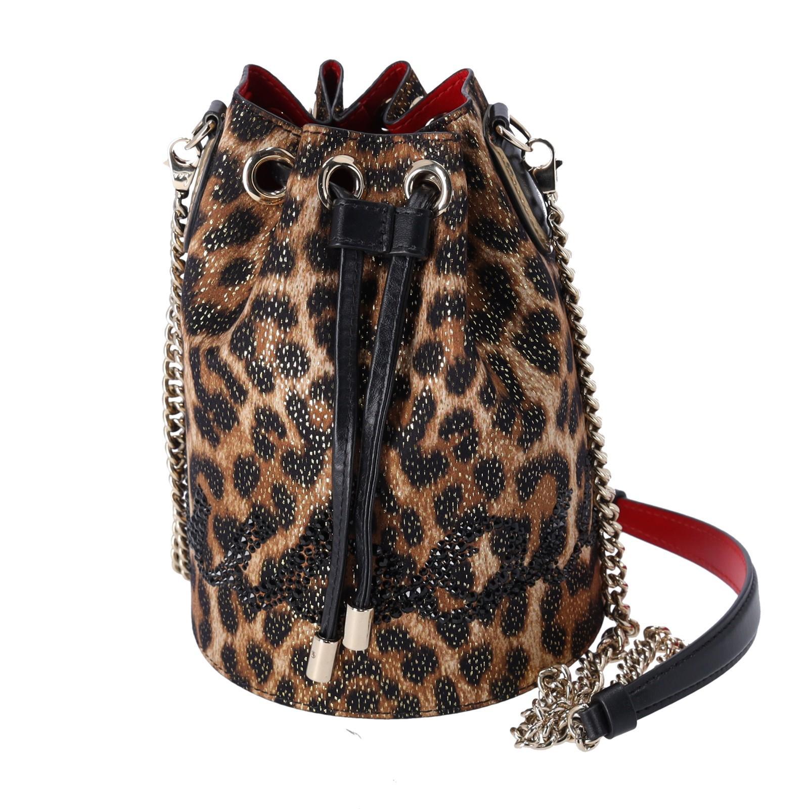Christian Louboutin MaryJane单肩包黑色浅棕色豹纹