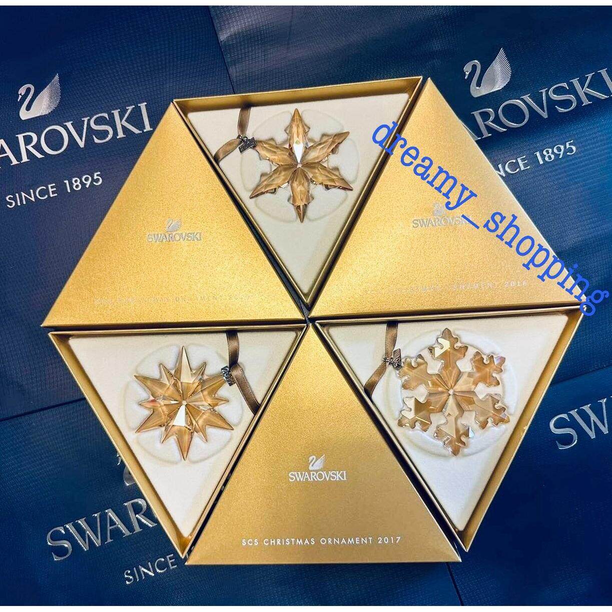 施华洛世奇Swarovski Adults摆件Snowflake水晶金SCS套装3