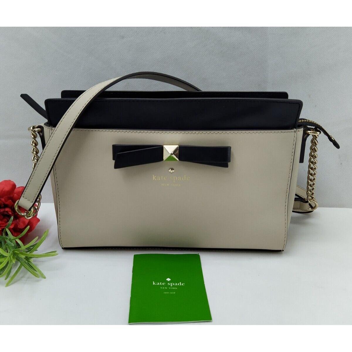 kate spade new york通用款女包小袋撞色奶白黑色十字纹皮革