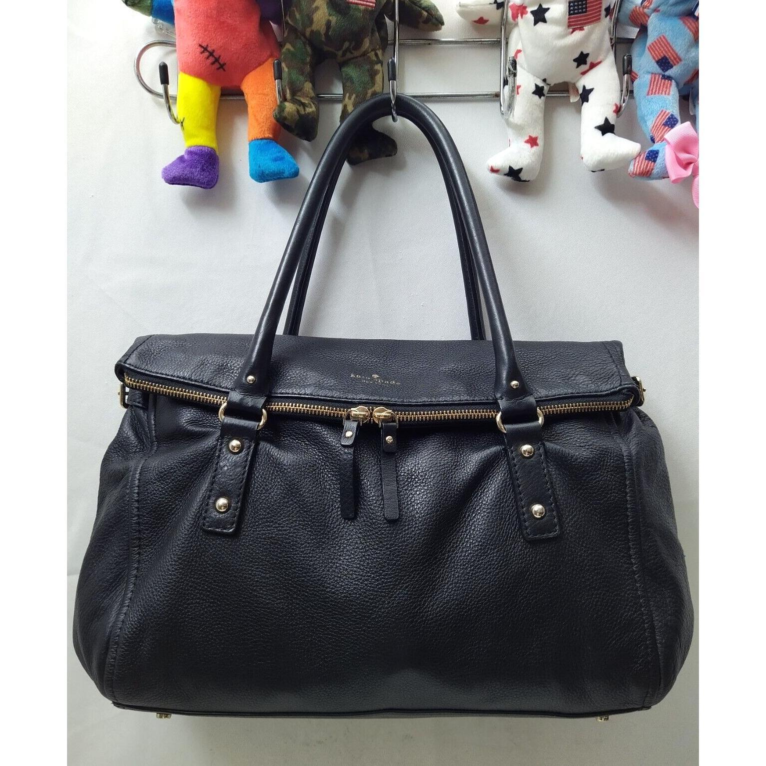 kate spade new york通用款女包Pebbles黑色荔枝皮顶部把手