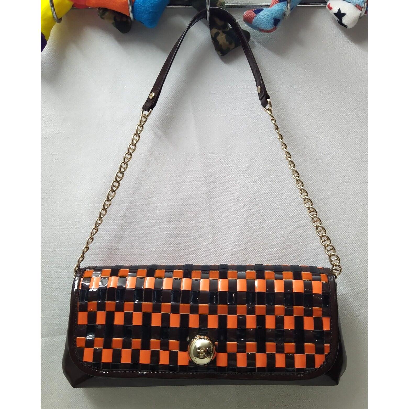 kate spade new york通用款女包小袋桔色棕色专利真皮链