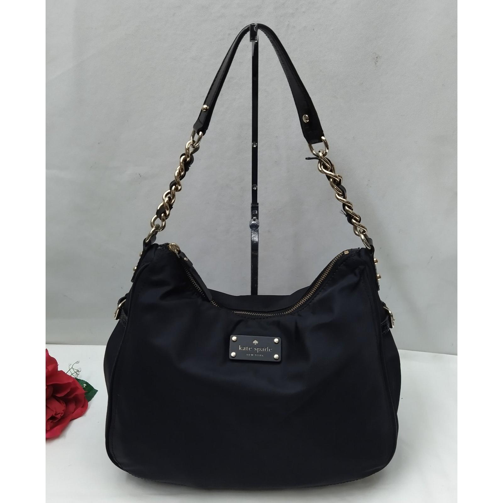 kate spade New York黑色尼龙Zipper Closure流浪包单肩包