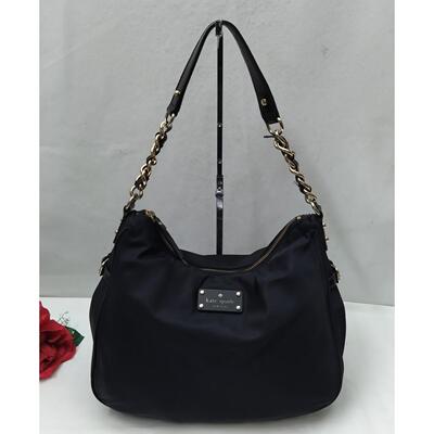 kate spade New York黑色尼龙Zipper Closure流浪包单肩包
