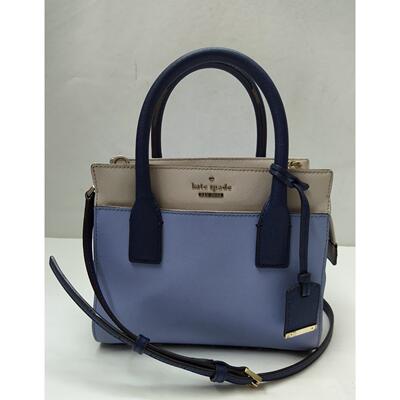 kate spade New York撞色蓝色白色真皮双Handles斜挎包