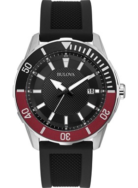 宝路华Bulova 98B348男手表男士石英日期Indicator黑色