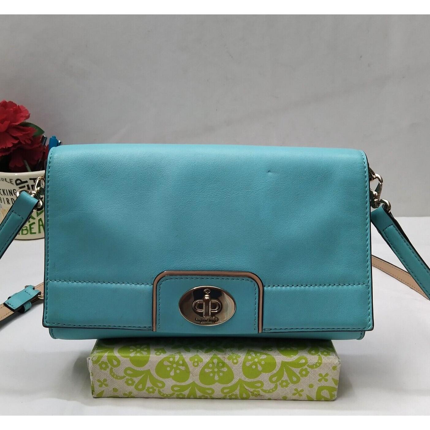 kate spade new york通用款女包蓝色真皮Turnlock翻盖