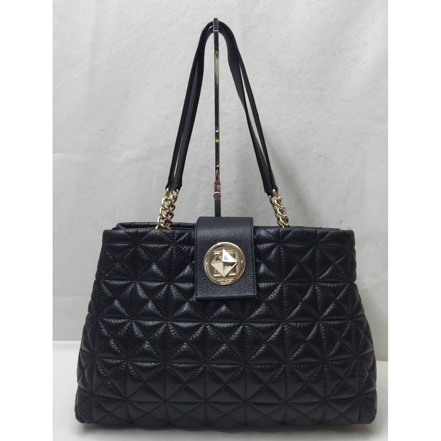 kate spade new york通用款女包小袋黑色真皮被纹链表带