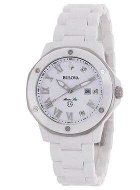 代购宝路华Bulova 98P222女手表Marc Anthony海军星星石英镶钻