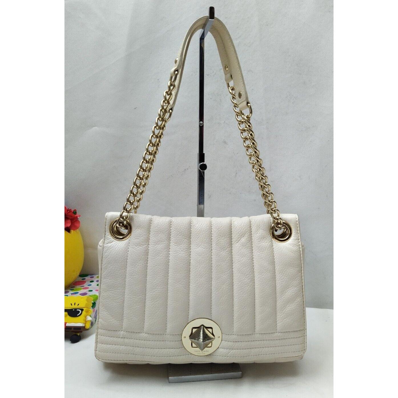 kate spade new york通用款女包小袋Off白色真皮被纹链