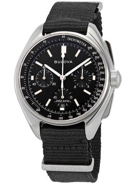 代购宝路华Bulova 96A225男手表特别版Lunar飞行员计时表黑色